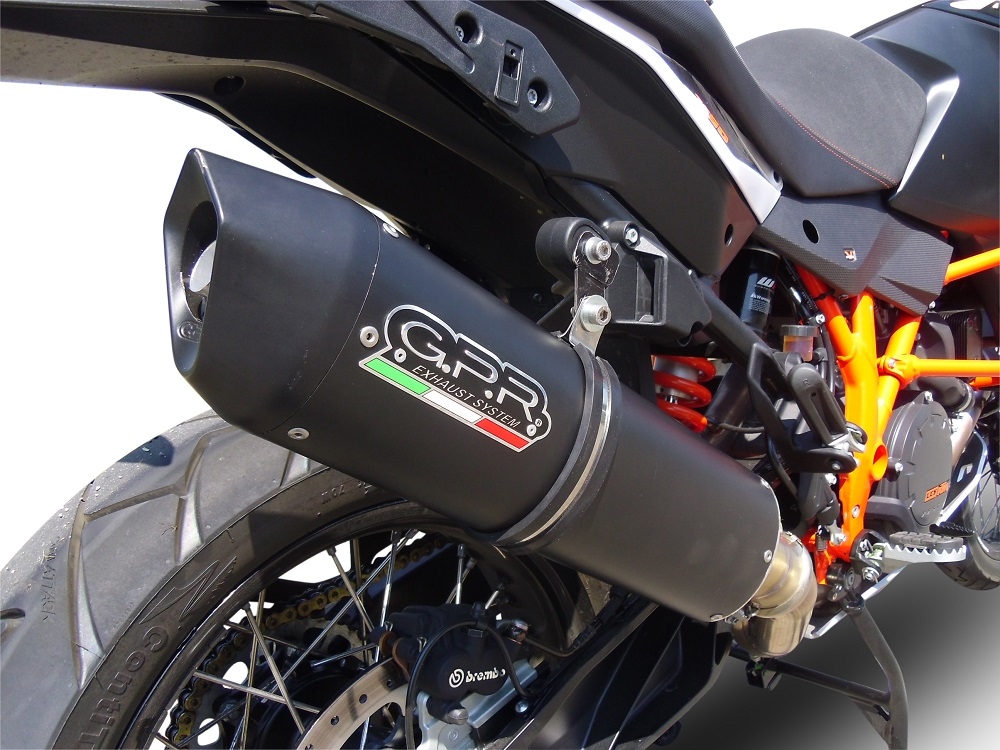 Exhaust compatible with Ktm 1290 Super Adventure 2017-2020, Furore Evo4 Nero, Slip-on exhaust including removable db killer and link pipe, EPA-compliant 