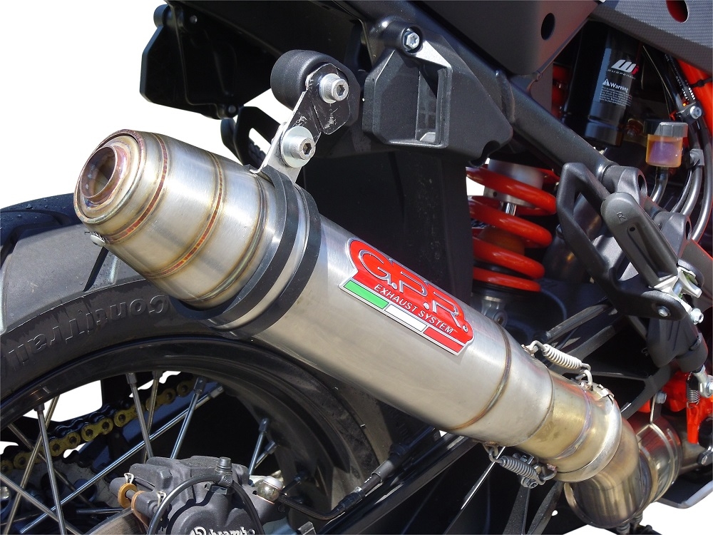 Exhaust compatible with Ktm 1050 Adventure 2015-2016, Deeptone Inox, Slip-on exhaust including removable db killer and link pipe, EPA-compliant 