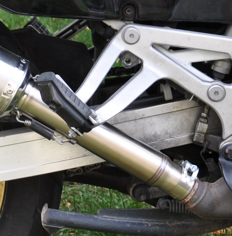 Exhaust compatible with Honda Africa Twin NXR - XRV 750 Rd04 1990-1992, Satinox , Slip-on exhaust including removable db killer and link pipe, EPA-compliant 