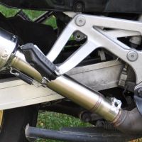 Exhaust compatible with Honda Africa Twin NXR - XRV 750 Rd04 1990-1992, Satinox , Slip-on exhaust including removable db killer and link pipe, EPA-compliant 