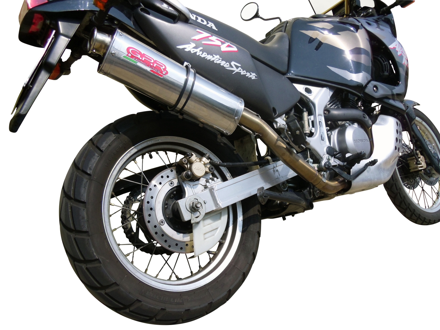 Exhaust compatible with Honda Africa Twin XRV 750 RD07 1993-2003, Trioval, Slip-on exhaust including removable db killer and link pipe, EPA-compliant 