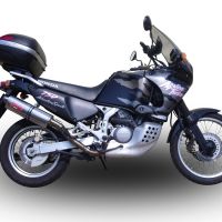 Exhaust compatible with Honda Africa Twin XRV 750 RD07 1993-2003, Trioval, Slip-on exhaust including removable db killer and link pipe, EPA-compliant 