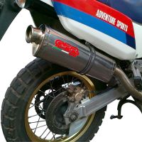 Exhaust compatible with Honda Africa Twin NXR - XRV 750 Rd04 1990-1992, Trioval, Slip-on exhaust including removable db killer and link pipe, EPA-compliant 