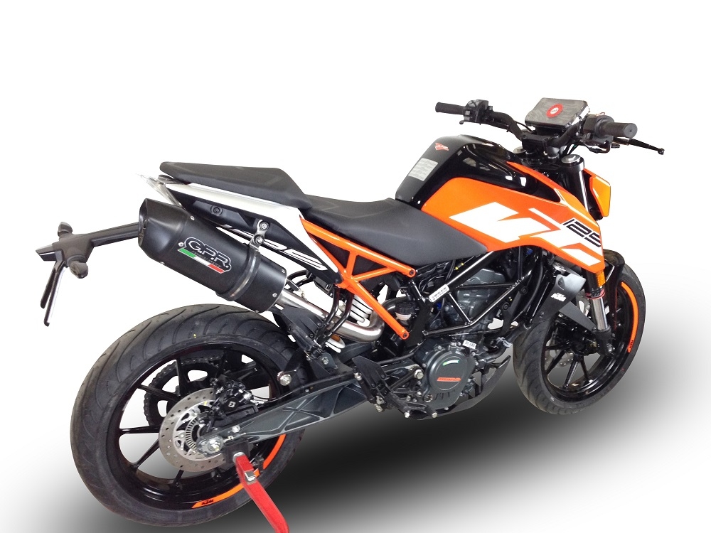 GPR exhaust compatible with Ktm Duke 125 2017-2020, Furore Evo4 Nero, Homologated legal slip-on exhaust including removable db killer, link pipe and catalyst 
