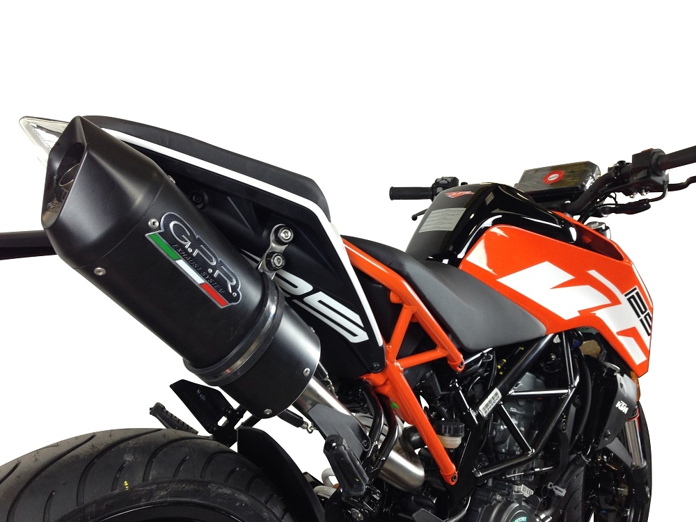 GPR exhaust compatible with Ktm Duke 125 2017-2020, Furore Evo4 Nero, Homologated legal slip-on exhaust including removable db killer, link pipe and catalyst 