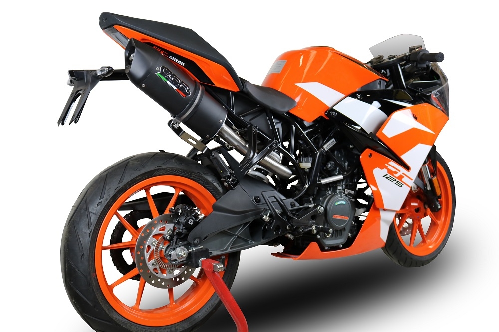 GPR exhaust compatible with Ktm Rc 125 2017-2020, Furore Evo4 Nero, Homologated legal slip-on exhaust including removable db killer, link pipe and catalyst 