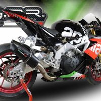 Exhaust compatible with Aprilia Rsv4 1100 Racing Factory 2019-2020, Furore Evo4 Nero, Slip-on exhaust including link pipe and removable db killer 