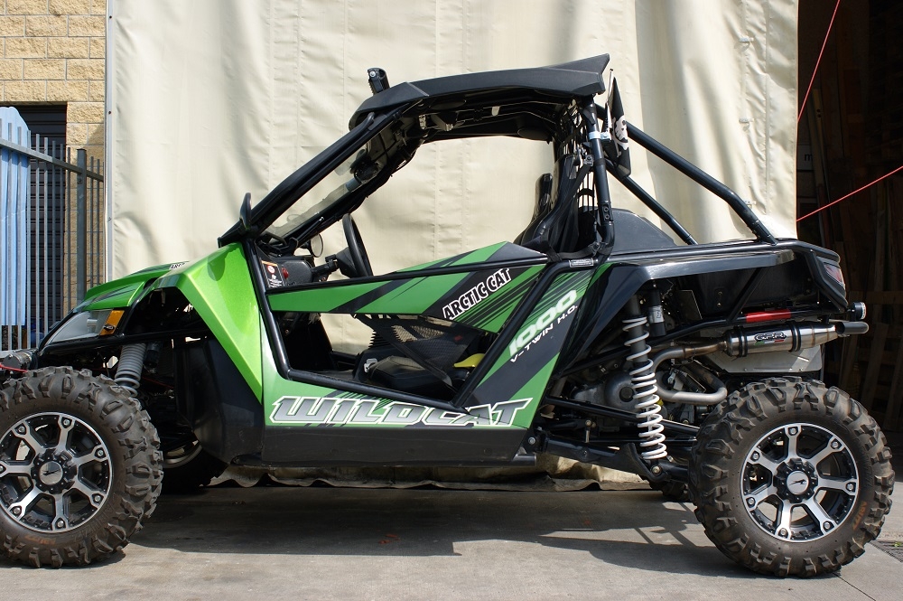 Exhaust compatible with Artic Cat Wildcat 1000 2012-2014, Deeptone Atv, Slip-on exhaust including removable db killer and link pipe, EPA-compliance NOT required 