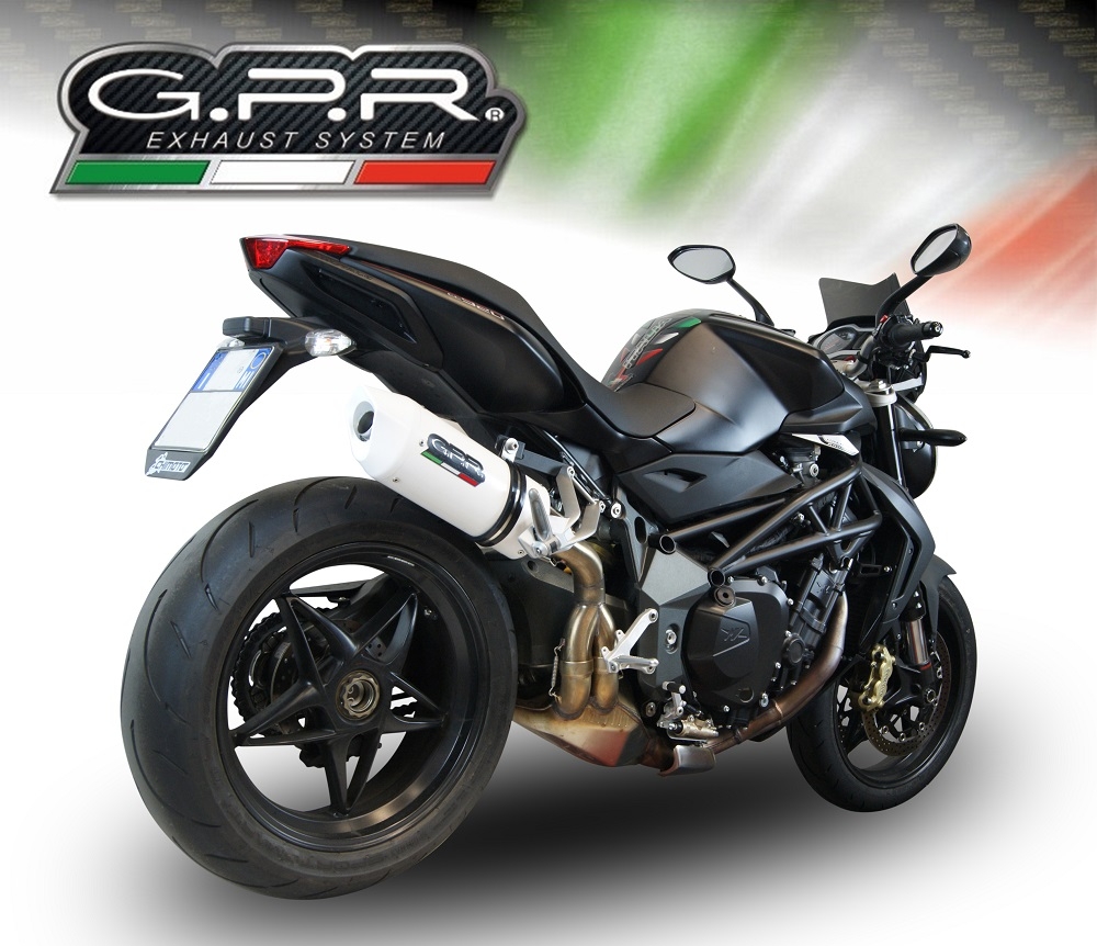 Exhaust compatible with Mv Agusta Brutale 750 S 2000-2006, Albus Ceramic, Slip-on exhaust including removable db killer and link pipe, EPA-compliant 