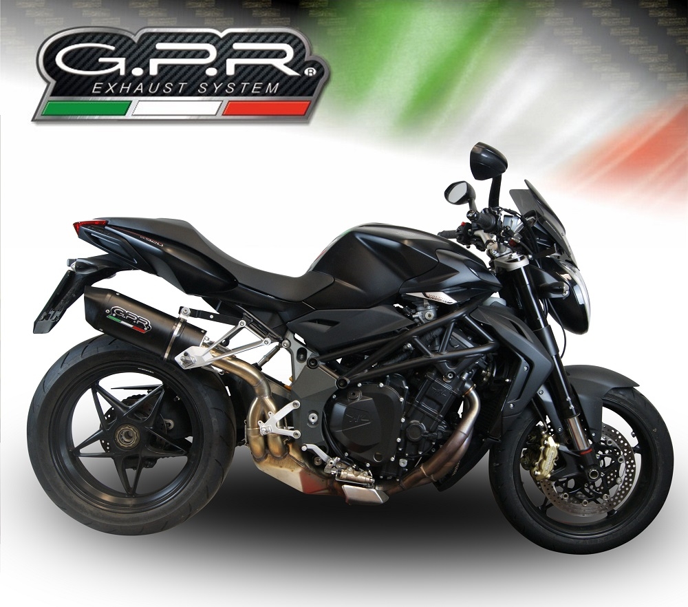Exhaust compatible with Mv Agusta Brutale 1090 R-RR 2010-2016, Furore Nero, Slip-on exhaust including removable db killer and link pipe, EPA-compliant 