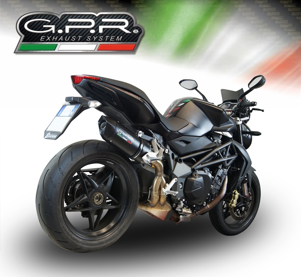 Exhaust compatible with Mv Agusta Brutale 1090 R-RR 2010-2016, Furore Nero, Slip-on exhaust including removable db killer and link pipe, EPA-compliant 