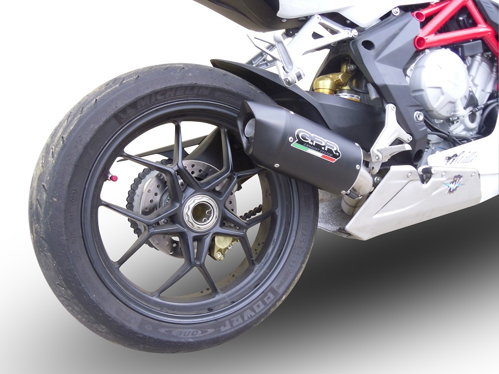 Exhaust compatible with Mv Agusta Brutale 675 2012-2015, Furore Nero, Slip-on exhaust including removable db killer and link pipe, EPA-compliant 