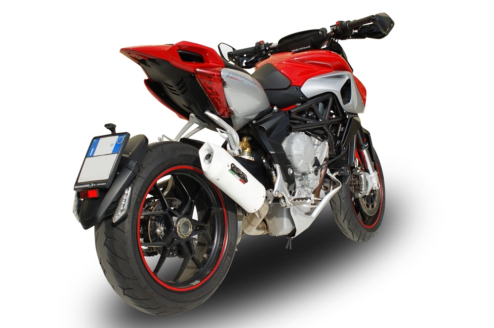 Exhaust compatible with Mv Agusta Rivale / Stradale 800 2014-2016, Albus Ceramic, Slip-on exhaust including removable db killer and link pipe, EPA-compliant 