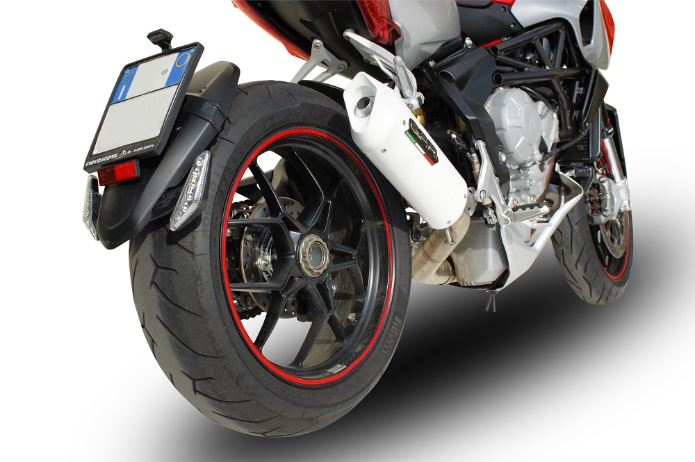 Exhaust compatible with Mv Agusta Rivale / Stradale 800 2014-2016, Albus Ceramic, Slip-on exhaust including removable db killer and link pipe, EPA-compliant 