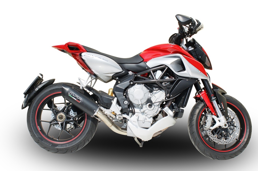 Exhaust compatible with Mv Agusta Rivale / Stradale 800 2014-2016, Furore Nero, Slip-on exhaust including removable db killer and link pipe, EPA-compliant 