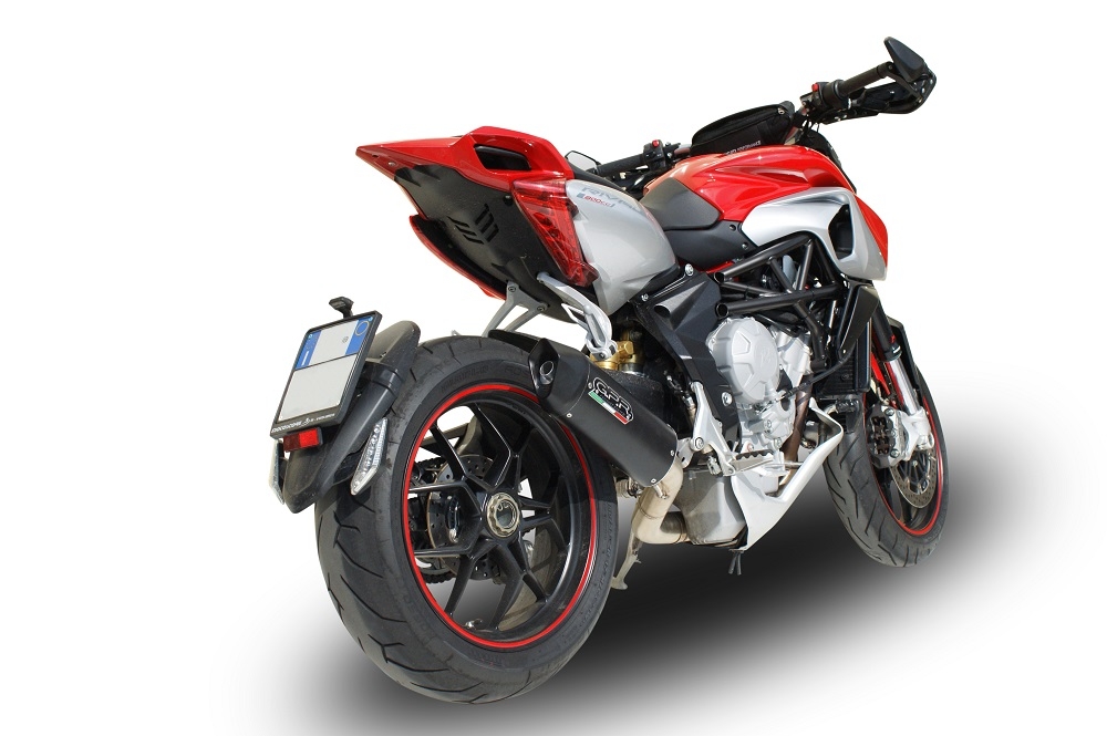 Exhaust compatible with Mv Agusta Rivale / Stradale 800 2014-2016, Furore Nero, Slip-on exhaust including removable db killer and link pipe, EPA-compliant 