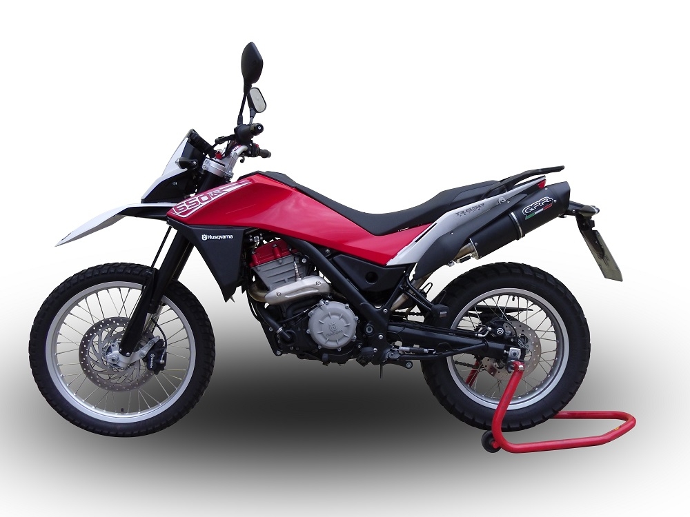 GPR exhaust compatible with Husqvarna TERRA - STRADA TR 650  2013-2015, Furore Nero, Homologated legal full system exhaust, including removable db killer and catalyst 