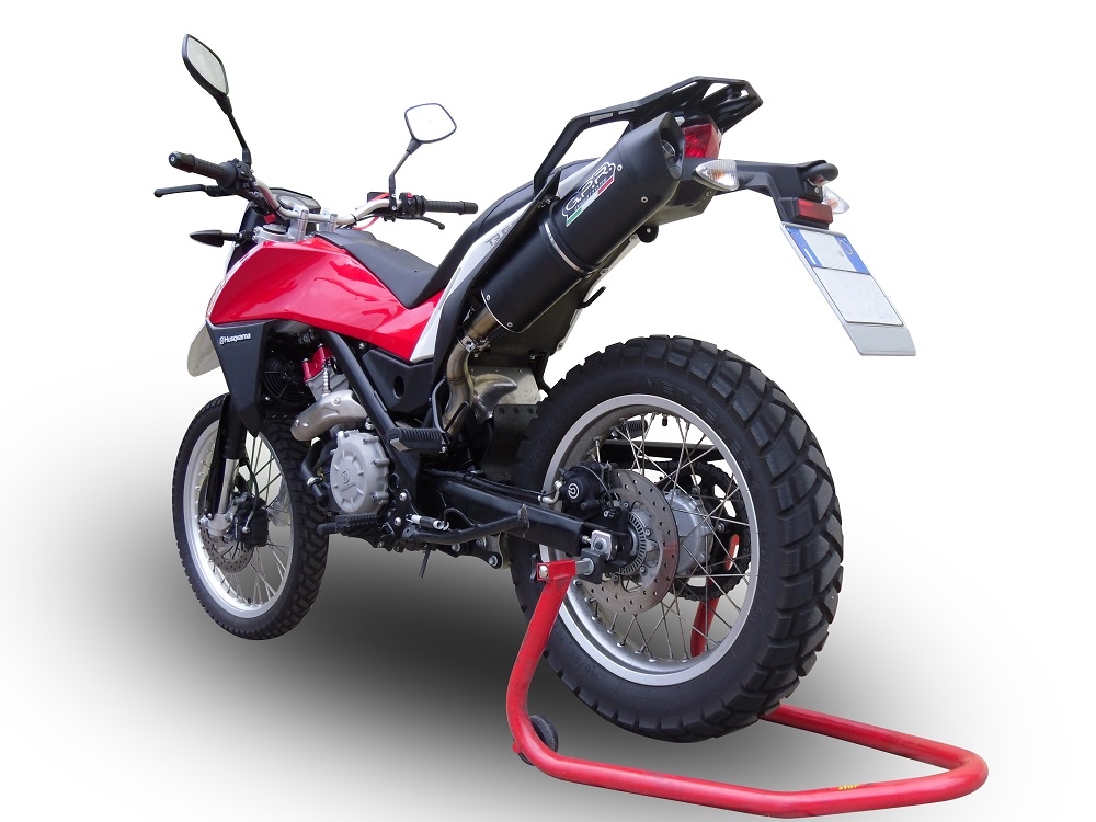 GPR exhaust compatible with Husqvarna TERRA - STRADA TR 650  2013-2015, Furore Nero, Homologated legal full system exhaust, including removable db killer and catalyst 