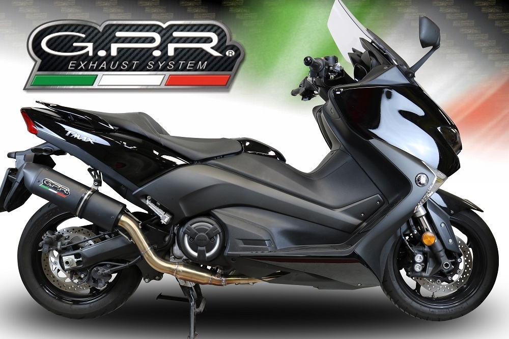 Exhaust compatible with Yamaha T-Max 530 2017-2021, Furore Nero, Full system exhaust, including removable db killer 