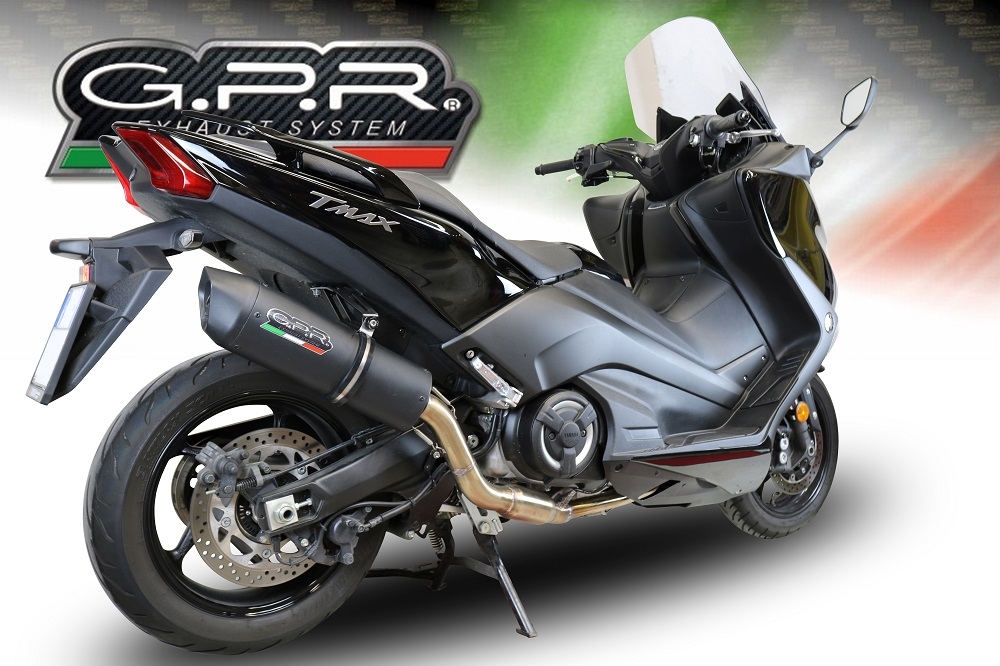 Exhaust compatible with Yamaha T-Max 530 2017-2021, Furore Nero, Full system exhaust, including removable db killer 