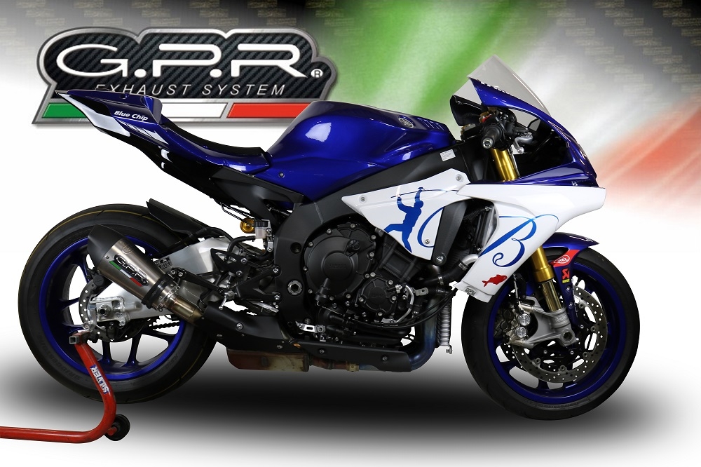 GPR exhaust compatible with  Yamaha R1 2015-2016, New Grand Prix Evo Titanium, Slip-on exhaust including removable db killer and link pipe, EPA-compliant 