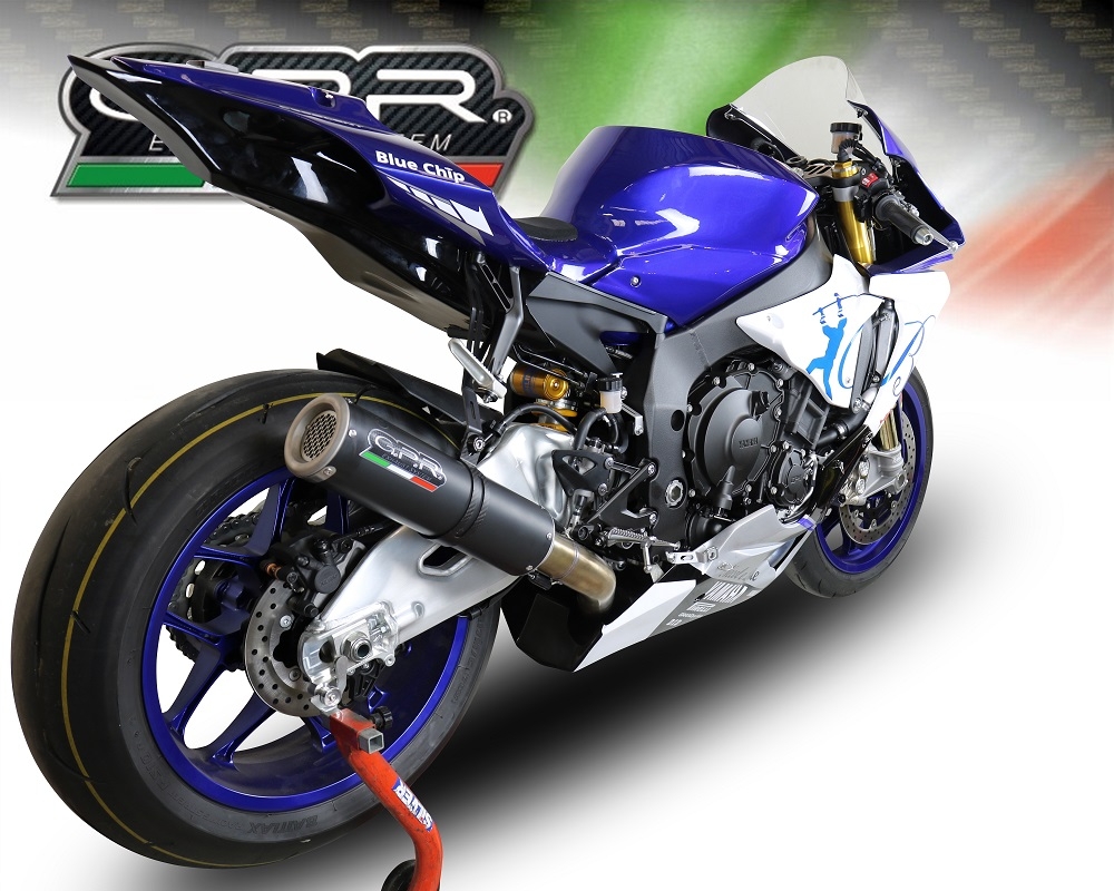 Exhaust compatible with Yamaha R1 2017-2019, M3 Black Titanium, Mid-Full system racing exhaust 