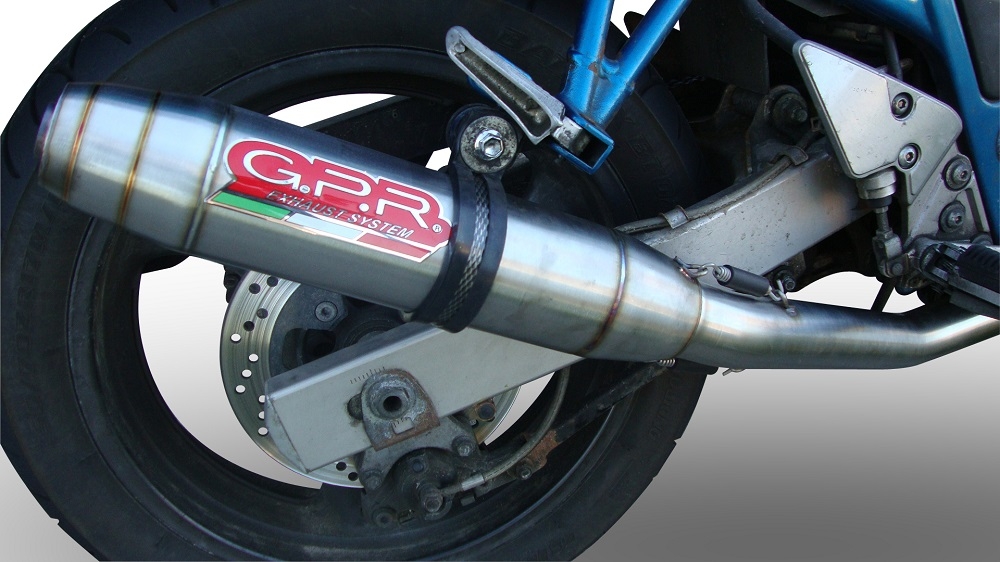 Exhaust compatible with Suzuki Gsf 650 Bandit - S 2005-2006, Deeptone Inox, Slip-on exhaust including removable db killer and link pipe, not EPA-compliant 