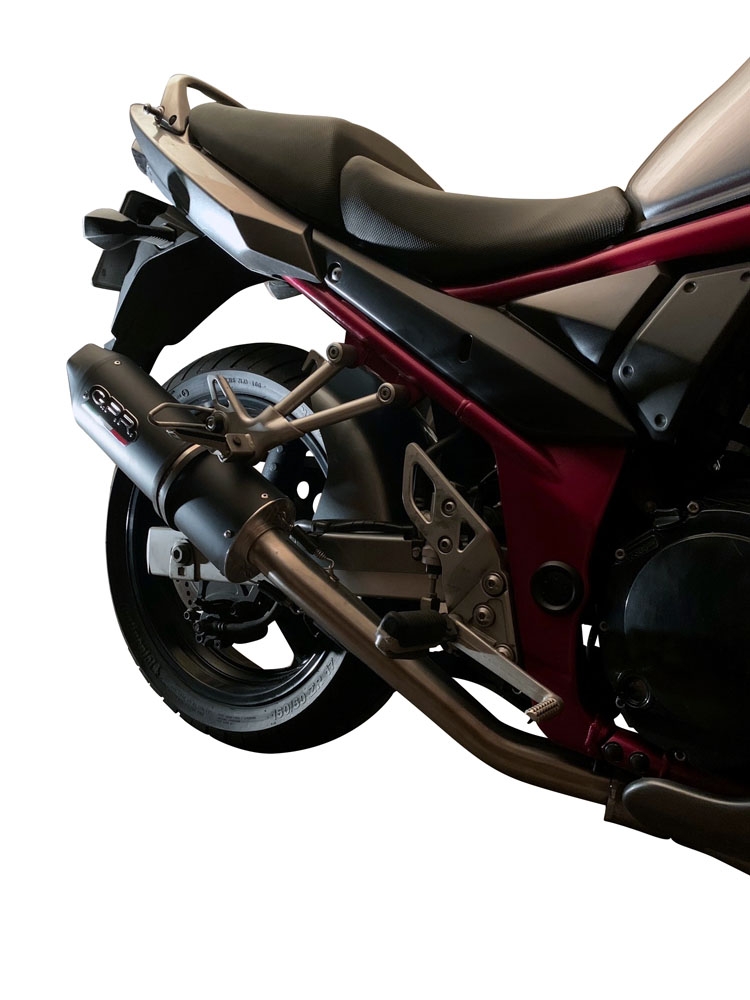 Exhaust compatible with Suzuki Gsx750F 1998-2004, Furore Nero, Slip-on exhaust including removable db killer and link pipe, EPA-compliant 