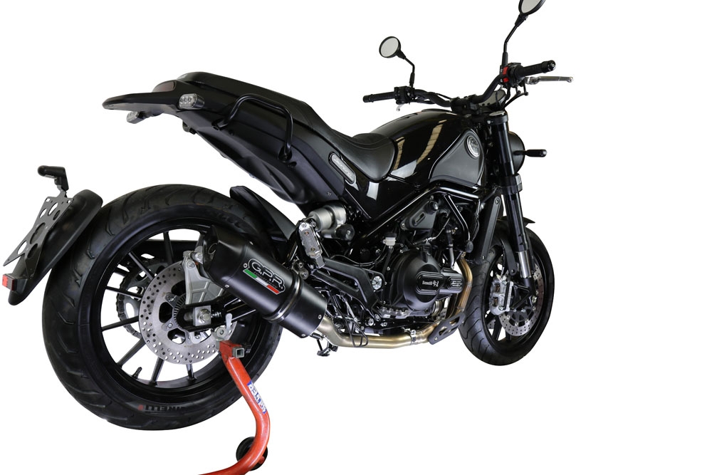 GPR exhaust compatible with Benelli Leoncino 500 Trail 2017-2024, Furore Evo4 Nero, Homologated legal Mid-full system exhaust, including removable db killer and catalyst  