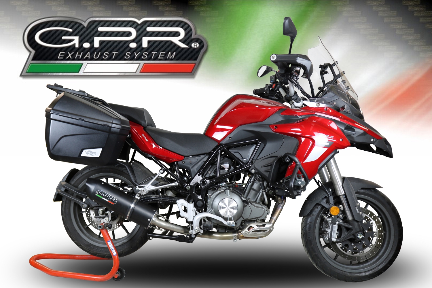 Exhaust compatible with Benelli Trk 502 2021-2024, Furore Evo4 Nero, Slip-on exhaust including link pipe and removable db killer 