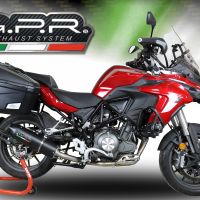 Exhaust compatible with Benelli Trk 502 2021-2024, Furore Evo4 Nero, Slip-on exhaust including link pipe and removable db killer 