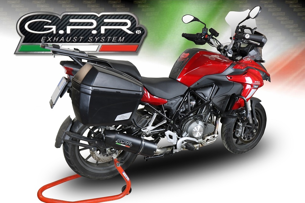 Exhaust compatible with Benelli Trk 502 2021-2024, Furore Evo4 Nero, Slip-on exhaust including link pipe and removable db killer 