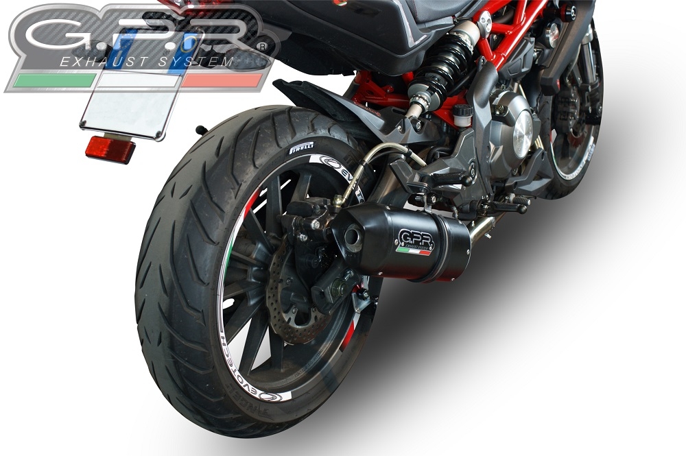 Exhaust compatible with Benelli Bn 302 S 2015-2016, Furore Nero, Slip-on exhaust including removable db killer and link pipe, EPA-compliant 