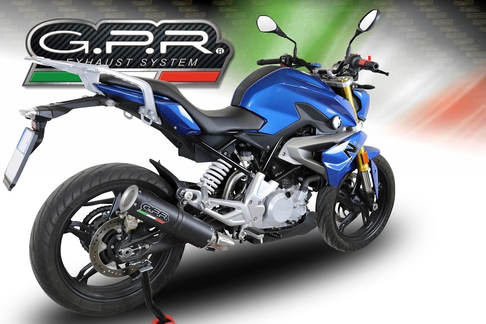 GPR exhaust compatible with Bmw G 310 R 2022-2024, M3 Black Titanium, Homologated legal full system exhaust, including removable db killer and catalyst 