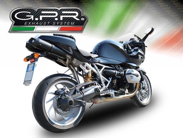 Exhaust compatible with Bmw R1200S 2006-2008, Furore Nero, Dual slip-on including removable db killers and link pipes, EPA-compliant 