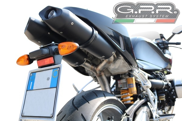 Exhaust compatible with Bmw R1200S 2006-2008, Furore Nero, Dual slip-on including removable db killers and link pipes, EPA-compliant 