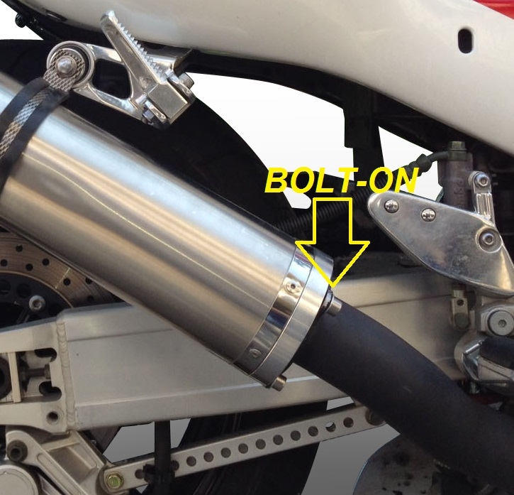 Exhaust compatible with Hyosung Comet 250 GT - R 2001-2014, Inox Tondo, Bolt-on silencer including removable db killer, EPA-compliant 