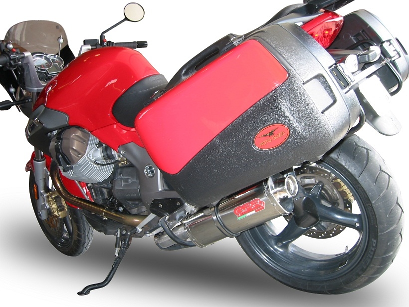 Exhaust compatible with Moto Guzzi Breva 1100 4V 2005-2010, Trioval, Slip-on exhaust including removable db killer and link pipe, EPA-compliant 