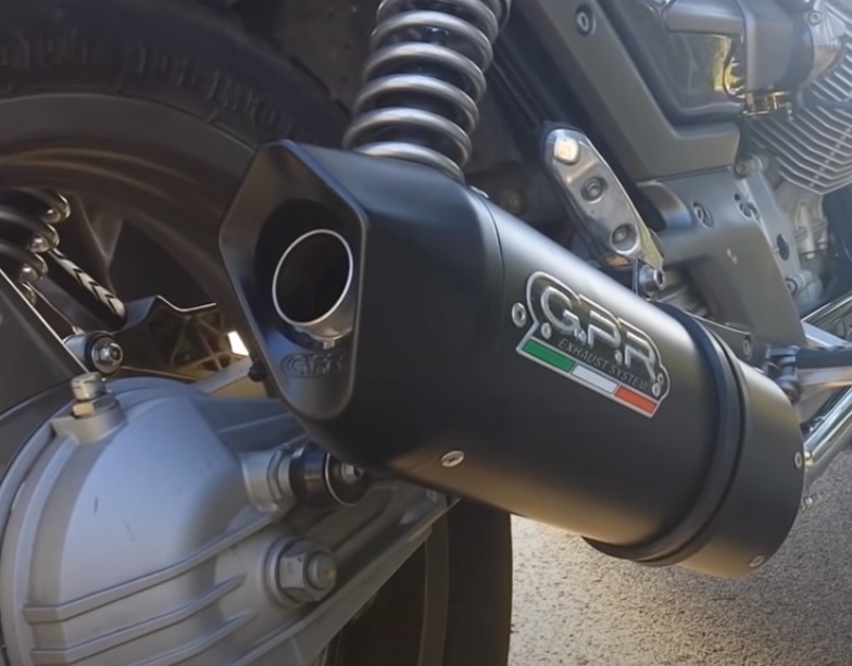 Exhaust compatible with Moto Guzzi Breva 750 2003-2009, Furore Nero, Dual slip-on including removable db killers and link pipes, EPA-compliant 