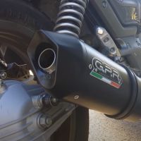 Exhaust compatible with Moto Guzzi Breva 750 2003-2009, Furore Nero, Dual slip-on including removable db killers and link pipes, EPA-compliant 