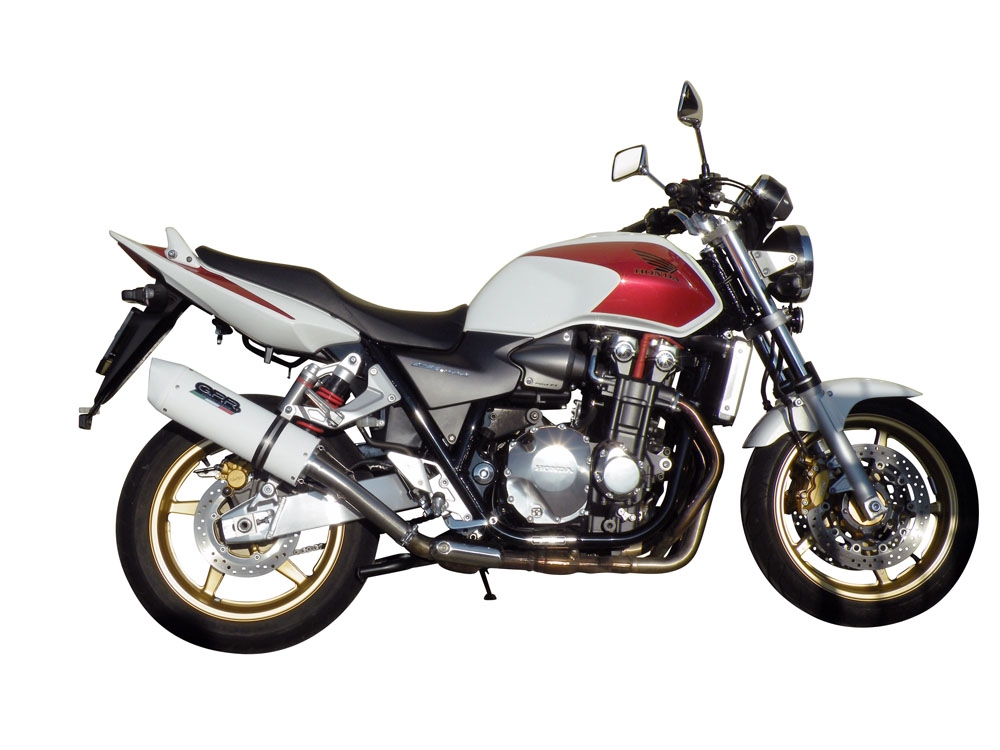 Exhaust compatible with Honda CB1300 2003-2012, Albus Ceramic, Slip-on exhaust including removable db killer and link pipe, EPA-compliant 