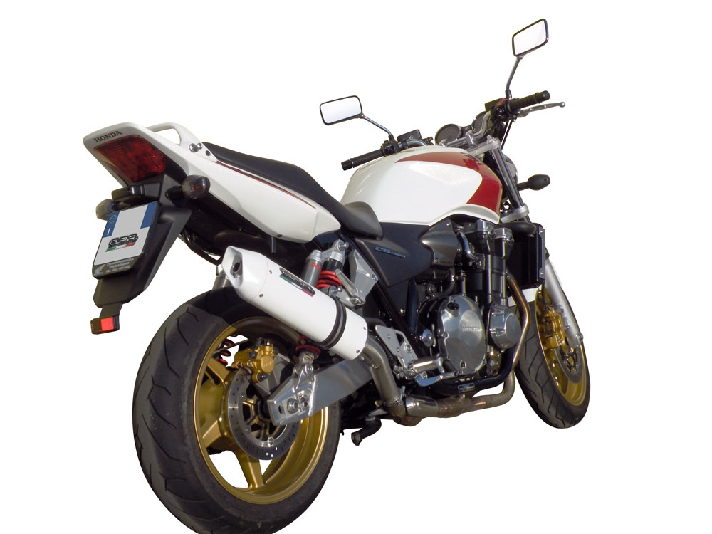 Exhaust compatible with Honda CB1300 2003-2012, Albus Ceramic, Slip-on exhaust including removable db killer and link pipe, EPA-compliant 