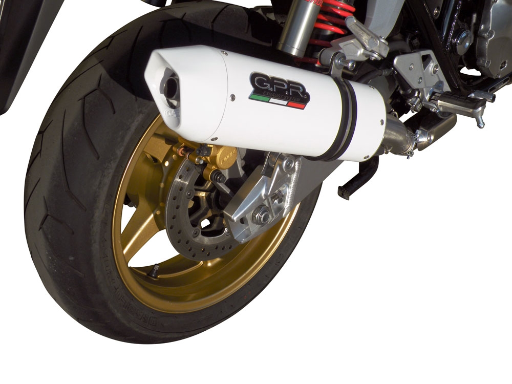 Exhaust compatible with Honda CB1300 2003-2012, Albus Ceramic, Slip-on exhaust including removable db killer and link pipe, EPA-compliant 