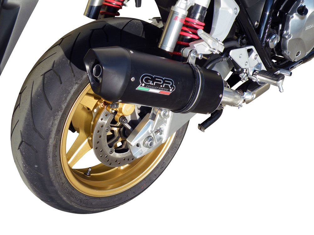Exhaust compatible with Honda CB1300 2003-2012, Furore Nero, Slip-on exhaust including removable db killer and link pipe, EPA-compliant 