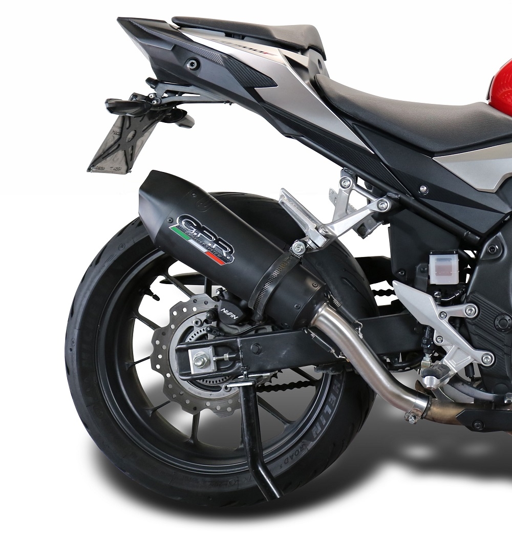 GPR exhaust compatible with  Honda CB500X 2019-2025, New Grand Prix Evo Black Titanium, Slip-on exhaust including removable db killer and link pipe, EPA-compliant 