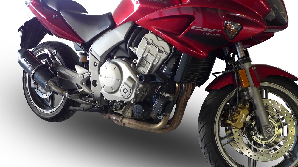 Exhaust compatible with Honda CBF1000 CBF1000ST 2006-2009, Furore Nero, Dual slip-on including removable db killers and link pipes, EPA-compliant 