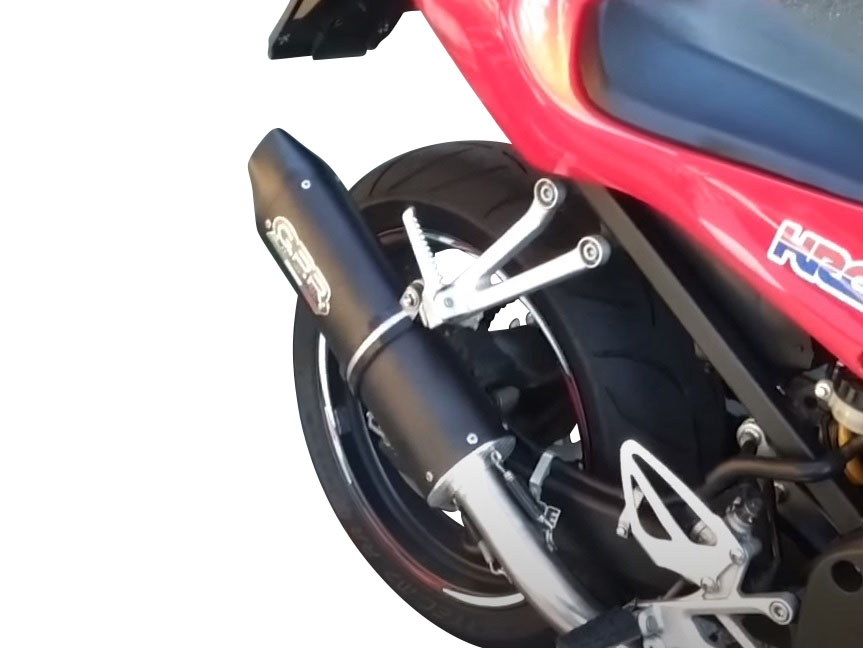 Exhaust compatible with Honda CBF500 2004-2007, Furore Nero, Slip-on exhaust including removable db killer and link pipe, not EPA-compliant 