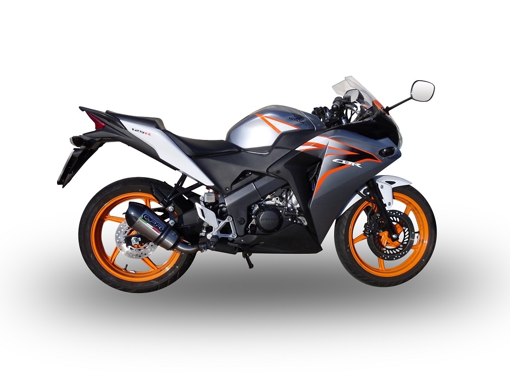 GPR exhaust compatible with  Honda CBR125R 2011-2016, New Grand Prix Evo Titanium, Slip-on exhaust including link pipe and removable db killer 