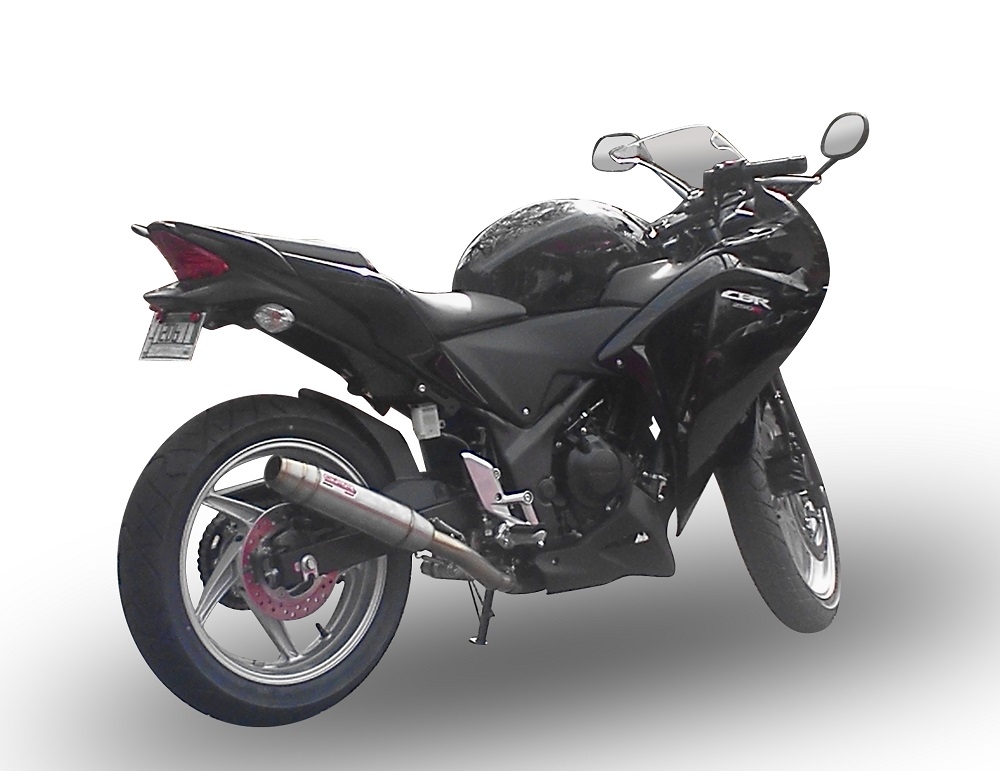Exhaust compatible with Honda CBR250R 2010-2014, Deeptone Inox, Slip-on exhaust including removable db killer and link pipe, not EPA-compliant 