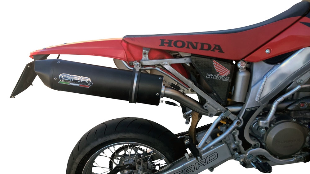 Exhaust compatible with Honda CRF450R/RX 2001-2002, Furore Nero, Slip-on exhaust including removable db killer and link pipe, EPA-compliant 